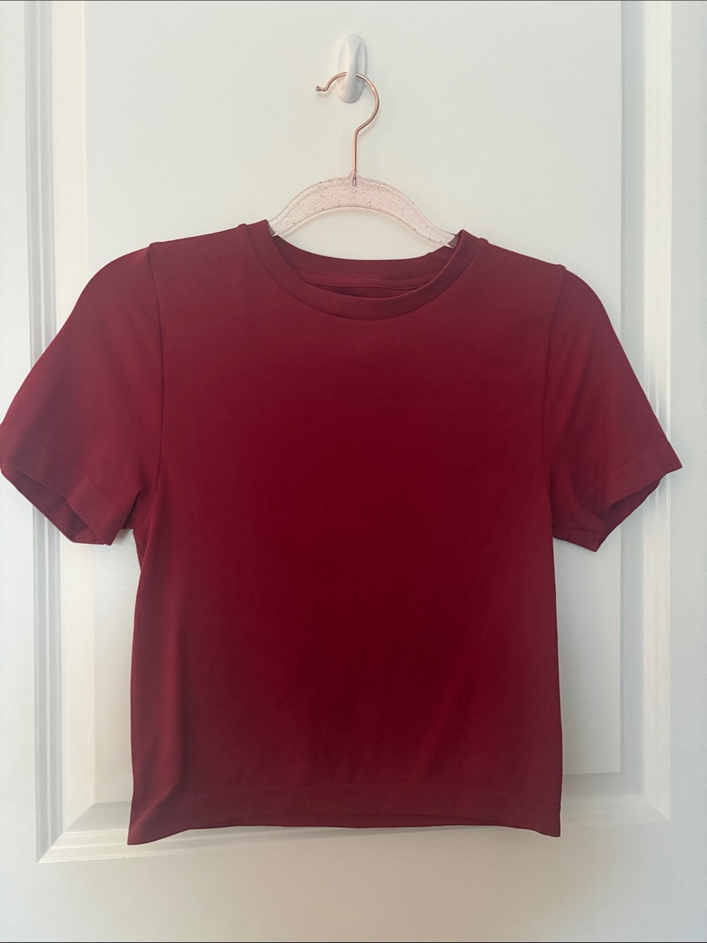 Short Sleeve Cropped Tee - Burgundy